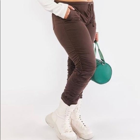 Dolls Kill | Women’s Pants | HOT ROOMMATE RUCHED JOGGERS - Picture 4 of 4